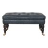 Buffalo - Leather Ottoman With Castor Legs - Brown / Teal - Image 11