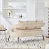 Open Back Loveseat Settee With 3 Pillows - Beige - Image 6