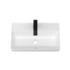 Wall Mounted Rectangular Bathroom Sink With Towel Bar & Overflowfaucet - White / Black - Image 8