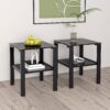 Glass Two Layer Tea Table, Small Round Table, Bedroom Corner Table (Set of 2), Living Room Side Table - Black - Image 2