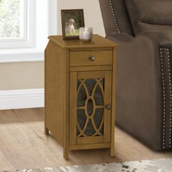 Accent Side Table, Storage Drawer, Traditional - Taupe