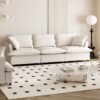3 Piece Living Room Set Modular L Shaped Sectional Couch Upholstered, 3 Seater Sofa & Armchair & Movable Ottoman 5 Seat - Beige - Image 6