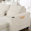 Convertible Chaise Lounge Sofa Chair Sofa Bed With USB Ports, Cup Holders, Phone Holder, And Storage - Beige - Image 8