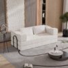 Convertible Couch Bed With 2 Pillows, 3 Seat Folding Floor Couch & King Size Bed Mattress, Diy Combination - Beige - Image 2