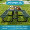 6 Ft. Rectangular Outdoor Steel Picnic Table With Umbrella Pole - Green - Image 7