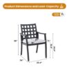 Modern Classic Cast Outdoor Patio Dining Chairs, Ergonomic Lattice Backrest Design, Sunbrella Cushion, Weather Resistant And Durable (Set of 2) - Ember Black - Image 3