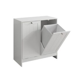 Tilted Laundry Hamper With Removable Basket, Hidden Laundry Hamper, Bathroom Storage Cabinet, Free Standing Organizer - White