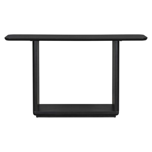 Console Table With Curved Corners And U Base Design - Natural Wood Veneer - Black