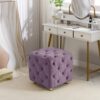 Modern Velvet Upholstered Ottoman, Exquisite Small End Table, Soft Foot Stool, Dressing Makeup Chair, Comfortable Seat For Living Room, Bedroom, Entrance - Purple - Image 6