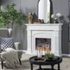 Hand Carved Rose Antique Mirror Frame, Wood Arch Mirror Wall Decor For Living Room, Bathroom, Entryway - Black - Image 4