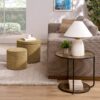Multi Functional Combination Set Table Ottoman With Drum Stool And Storage Space Foam - Dark Yellow - Image 8