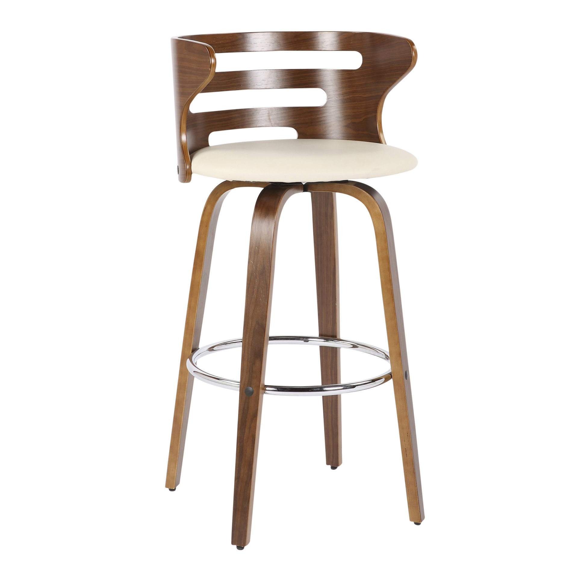 Cosini - Mid-Century Modern Barstool With Swivel (Set of 2) - Walnut / Cream - Image 2