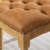 French Style Solid Wood Frame Antique Painting, Hand-Pulled Buckle Decoration Artificial Leather Dining Chair With Nailhead Trim, Wood Legs, Density Foam, Steel Spring Inner (Set of 2) - Light Brown - Image 12