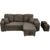 Reversible Sleeper Sectional Sofa Bed With Side Shelf And 2 Stools, Pull-Out L-Shaped Sofa Bed, Corner Sofa-Bed With Storage Chaise Left / Right Hande For Living Room - Knox Charcoal - Image 10