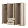 6 Doors Wardrobe Storage For Bedroom, With Big Drawers - Brown - Image 3