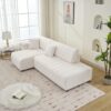 Jessica - Lamb Wool Left Facing Sectional Sofa With Chaise - Beige - Image 11