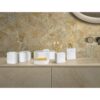 Marble Bathroom Accessories Set - Natural Stone - White / Natural - Image 9