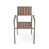 Stylish Modern Faux Wood & Aluminum Outdoor Dining Chairs, (Set of 2) - Natural - Image 4