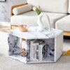 Hexagonal Coffee Table With Pattern Stickers And Multi Hole Design For Extra Storage - White - Image 2