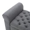 Hayes - Contemporary Armed Storage Bench With Rolled Arms And Button Tufting - Dark Gray - Image 4