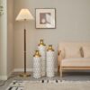 Floor Metal Vase Modern Style Decoration Home Droplet Shaped Metal Vase 3 Piece Set Gorgeous Home Decoration Large Glazed Metal Vase - Gold / White - Image 2
