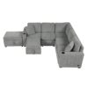 Sectional Sofa Convertible Pull Out Sofa Bed L - Shaped Sofa U - Shaped Sofa With A Movable Storage Ottoman For Living Room - Gray - Image 13