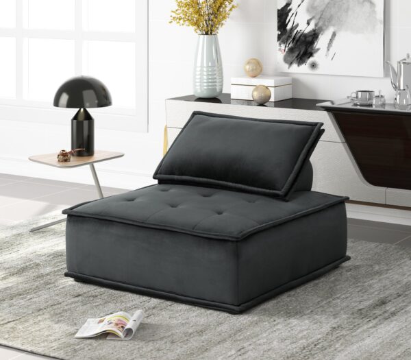 Anna - Velvet Armless Lounge Chair - Black