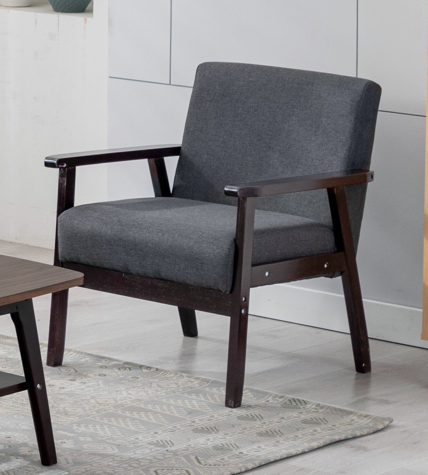 Bahamas - Linen Fabric Chair - Dark Gray - Image 2