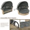 Outdoor Patio Daybed Wicker Rattan Double Daybed Round Sofa Furniture Set With Retractable Canopy, 4 Pillows For Lawn Garden Backyard Porch Pool - Gray - Image 4