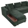 Elegant Chenille L Shaped Sofa With Wooden Storage Compartment - Green - Image 17
