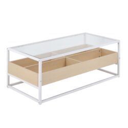 Display Contemporary Coffee Table - White / Natural / Clear