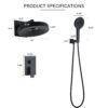 Concealed Shower System 2 Function Set With Control Valve - Matte Black - Image 3