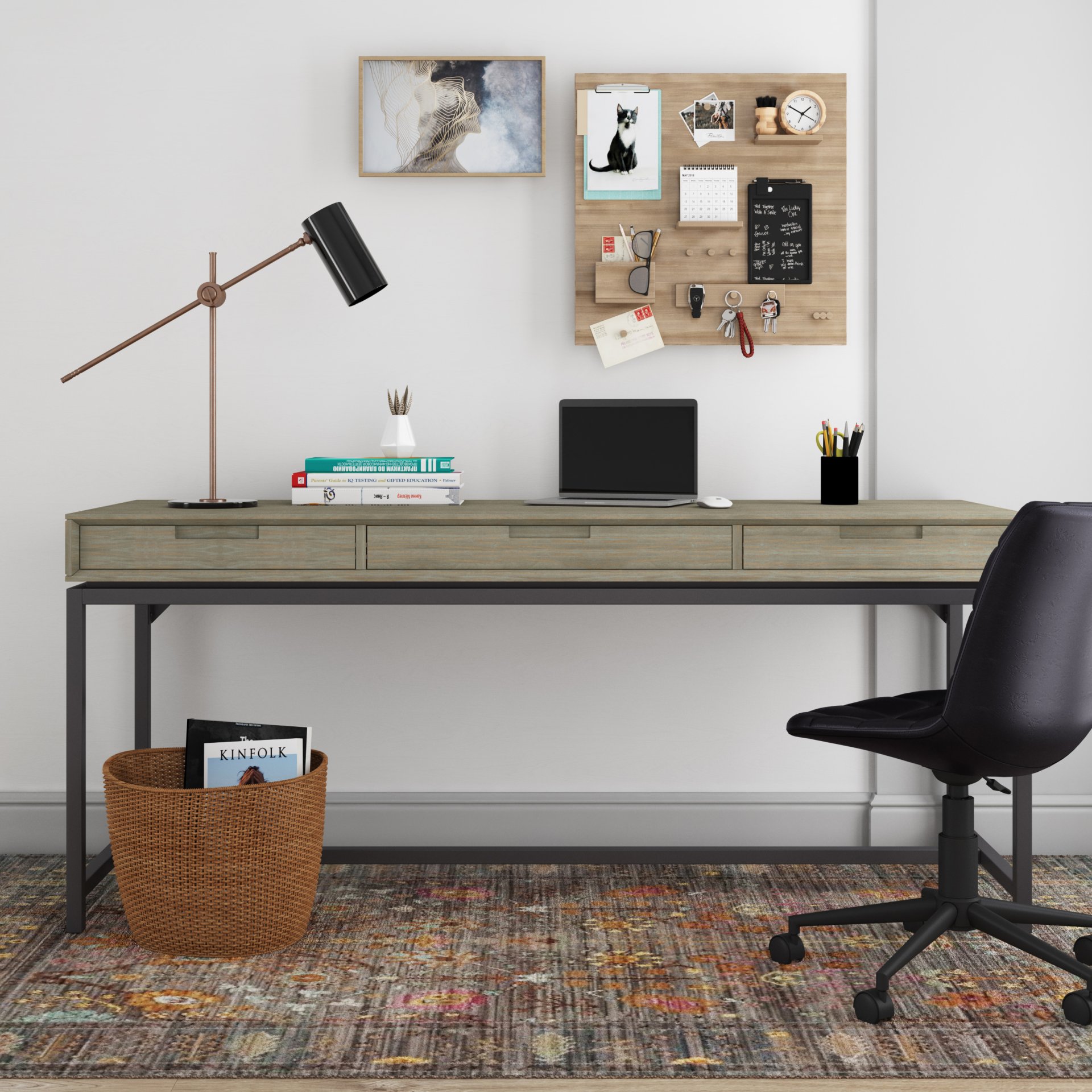 Banting - Mid Century Wide Desk - Distressed Gray - Image 8