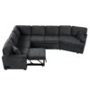 L-Shaped Sofa Sectional Sofa Couch Pull-Out Sofa Bed With Charging Devices And Cup Holders For Living Room - Blue Black - Image 12