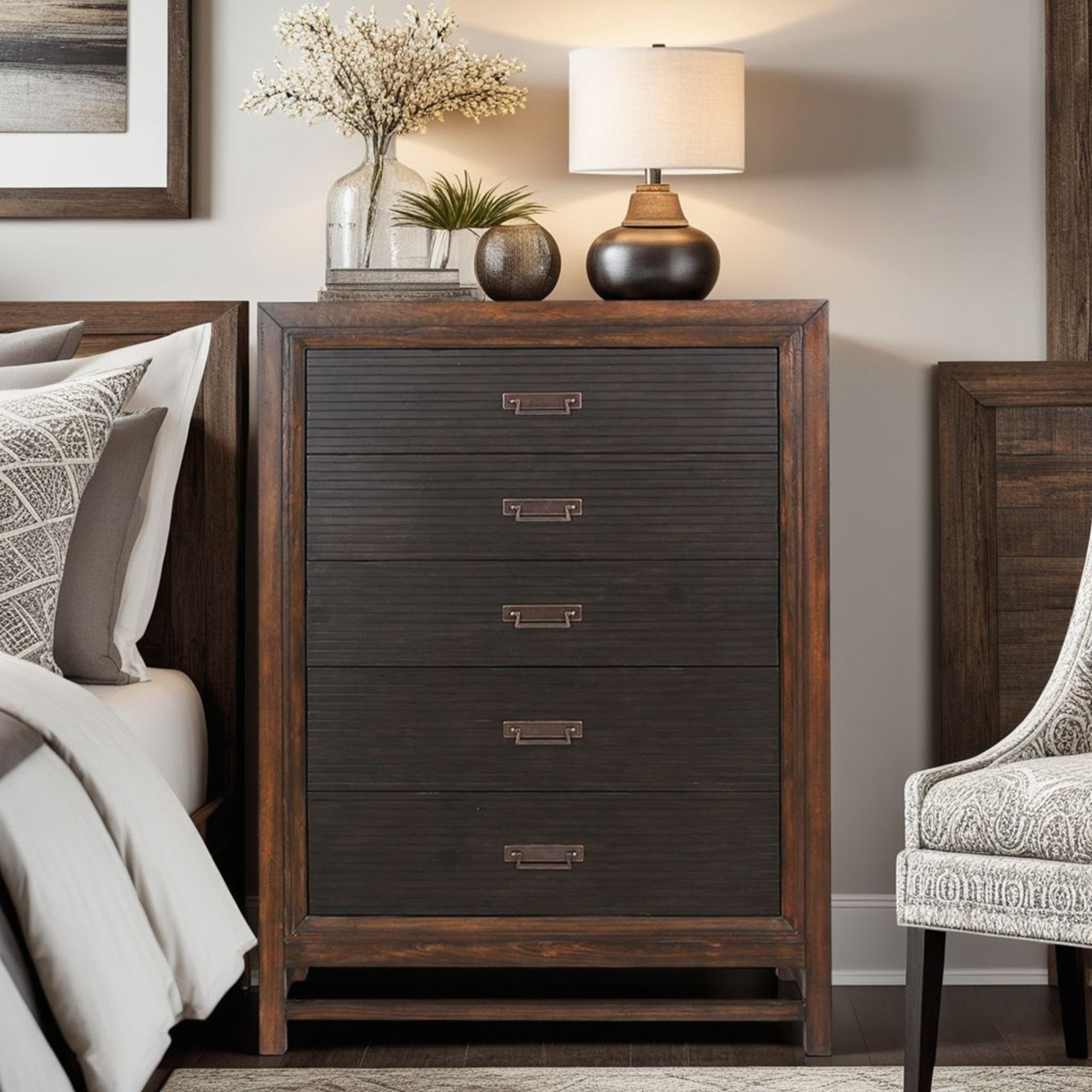 Branson - 5 Drawer Chest, Two Tone - Brown - Image 3