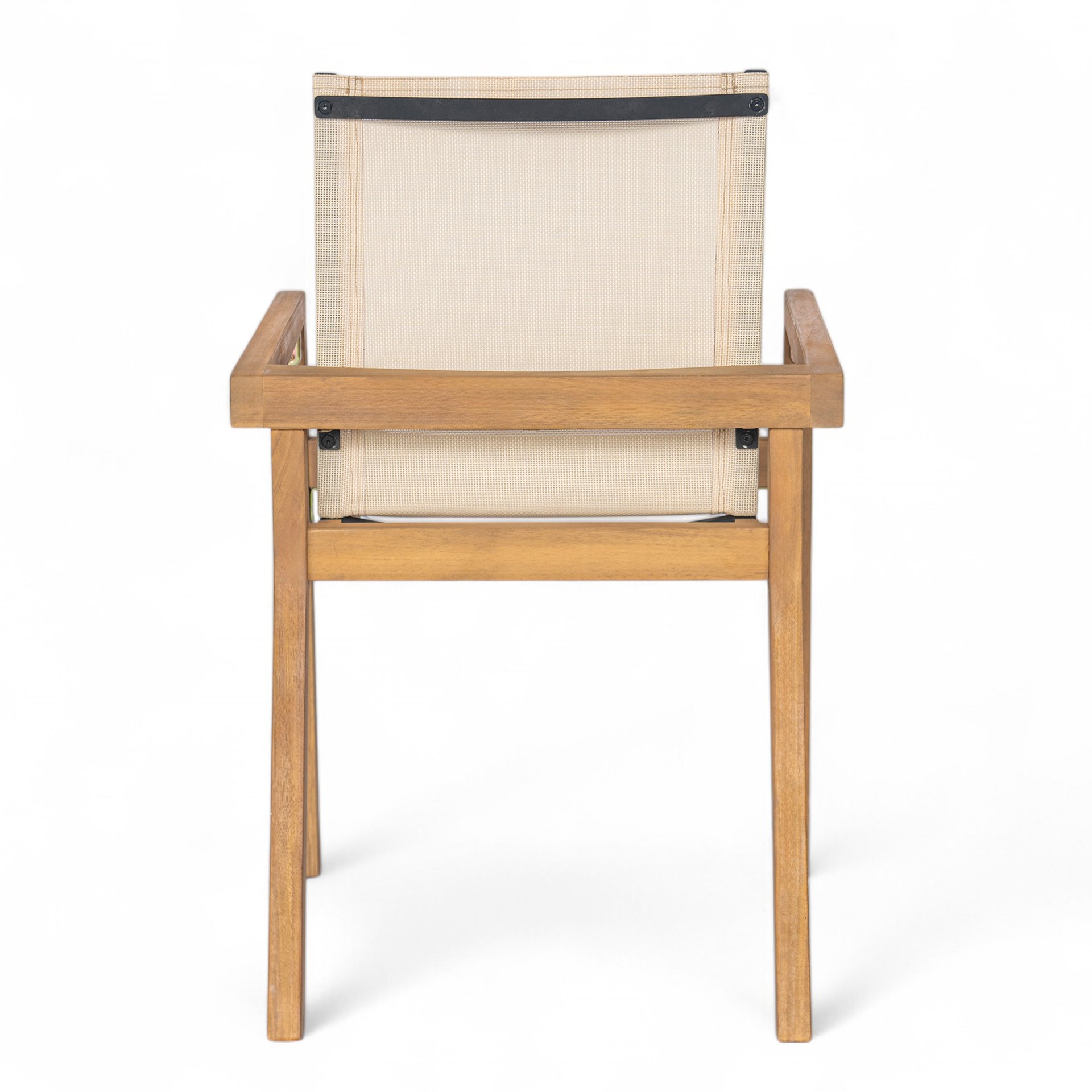 Belfast - Dining Chair (Set of 2) With Frame And Textile For Outdoor Use - Teak / Beige - Image 9
