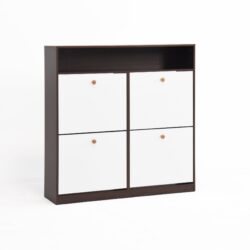 Modern Freestanding Shoe Storage Cabinet With 4 Flip Drawers - Walnut