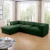 Elegant Chenille Sofa With Storage Seat And Ottoman L Shaped 3 Seater - Green - Image 16