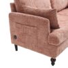 Modern Chenille 2 Seater Sofa With LED Light, USB Port, And Storage Bag - Pink - Image 23