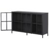 Modern Heavy Duty Metal Sideboard Buffet Cabinet With Storage, Adjustable Feet, Glass Doors, Steel - Black - Image 17