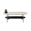Contemporary Coffee Table Sintered Stone Surface With Ceramic Finish Double Layer Design Base Matte Shelf Modern Living Room Center Table - White / Gray - Image 14