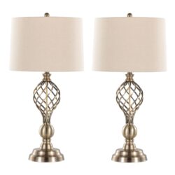 Linx - Twist Contemporary Table Lamp (Set of 2) - Antique Soft Brass / White