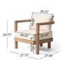 Outdoor Acacia Wood Patio Club Chair, Patio Furniture, Waterproof Thick Cushion Deep Seating For Porch, Weight Capacity 400Lbs - Brown Wash / Beige - Image 3