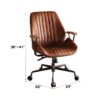 Brancaster - Aluminum Top Grain Leather Office Chair - Coffee - Image 2