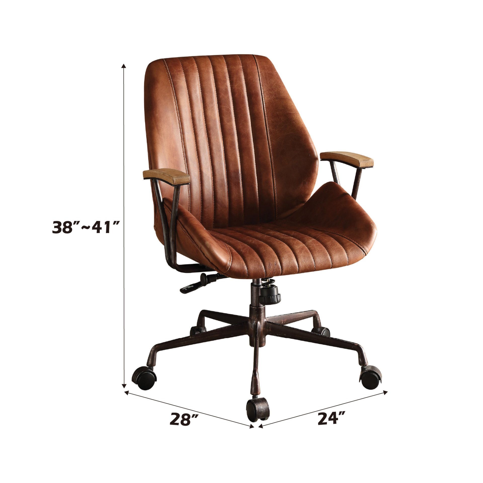 Brancaster - Aluminum Top Grain Leather Office Chair - Coffee - Image 2
