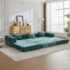 Convertible Floor Sofa Bed With Fixed Shape Frame, Boneless Modular Sectional Sofa, For Living Room - Dark Green - Image 11