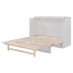 Queen Murphy Bed Elegantly Designed With Large Drawers - White