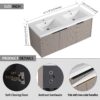 Contemporary 48" Wall Mounted Bathroom Vanity With Resin Double Sink & Soft Close Doors - Khaki - Image 4