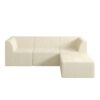 Modern Minimalist L Shape Modular Sectional Sofa Compressed Corduroy Couch - Beige - Image 8