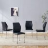 Luxury Simple Chair (Set of 4) High Resilience Dining Chair - Black / Silver - Image 11
